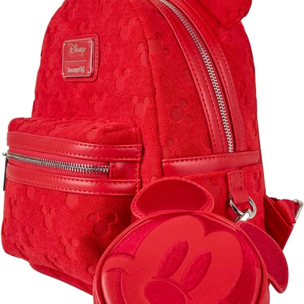 Loungefly Disney Mickey Ears Burnout Mini Backpack 2 PC EXCLUSIVE - Picture 2 of 4